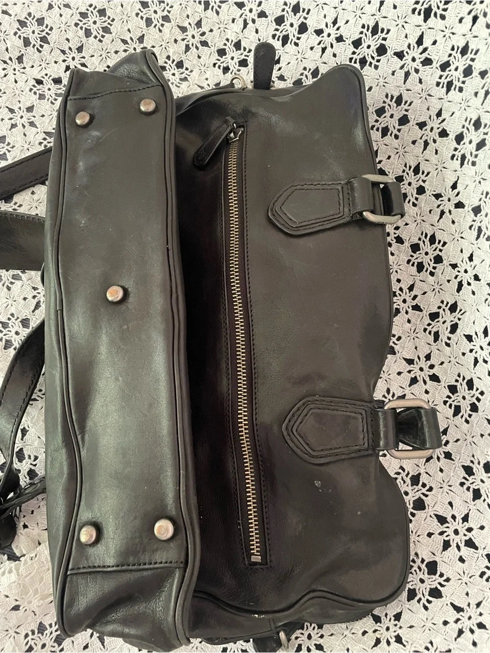 Frye Black Leather Tote with Shoulder Strap